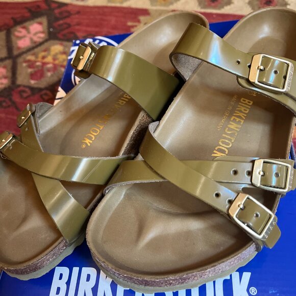 NWB Birkenstock Franca, High-Shine Mud Green leather 39R - Picture 5 of 6